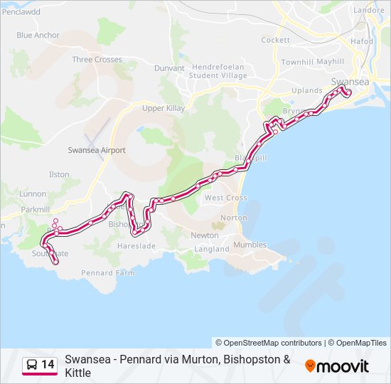 14 bus Line Map