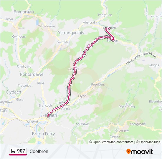 907 bus Line Map