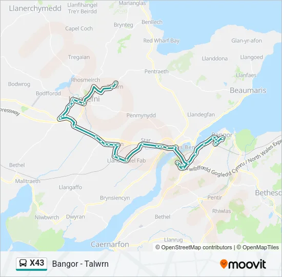 X43 Bus Line Map