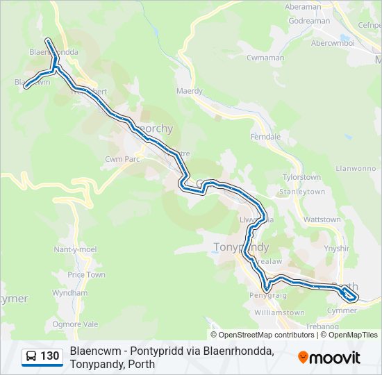 130 Route: Schedules, Stops & Maps - Porth (Updated)