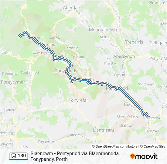 130 Route: Schedules, Stops & Maps - Nantgarw (Updated)