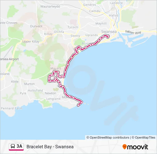 3A Route: Schedules, Stops & Maps - Bracelet Bay (Updated)