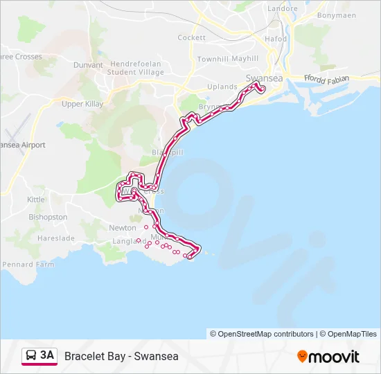 3A Route: Schedules, Stops & Maps - Swansea (Updated)