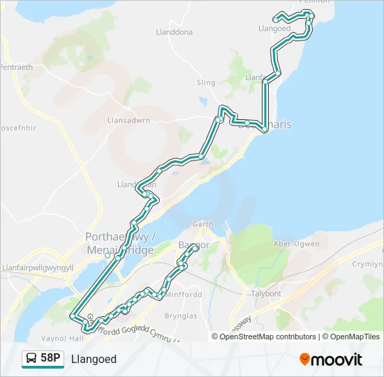 58P Bus Line Map