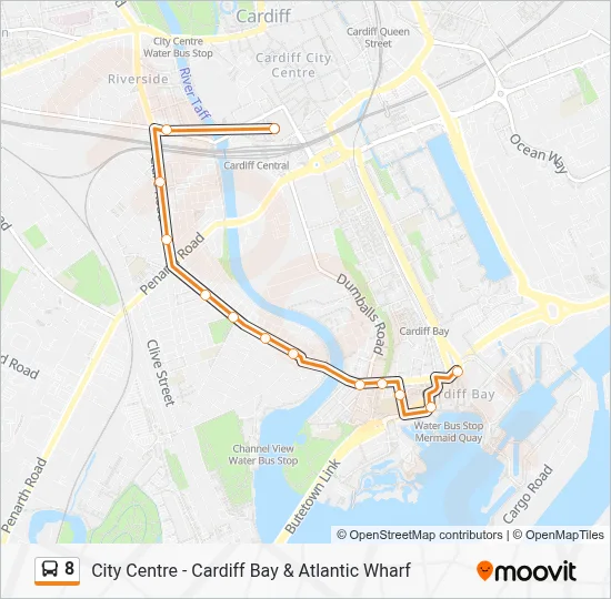 Cardiff Bus Routes Map 8 Route - Cardiff Bus Interchange - Millennium Centre: Schedules, Stops ...