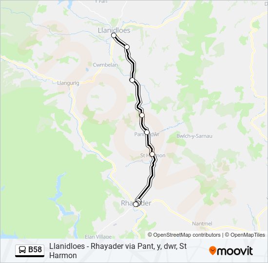 B58 bus Line Map