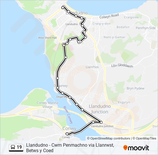 19 bus Line Map