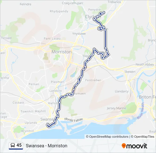 45 Bus Line Map