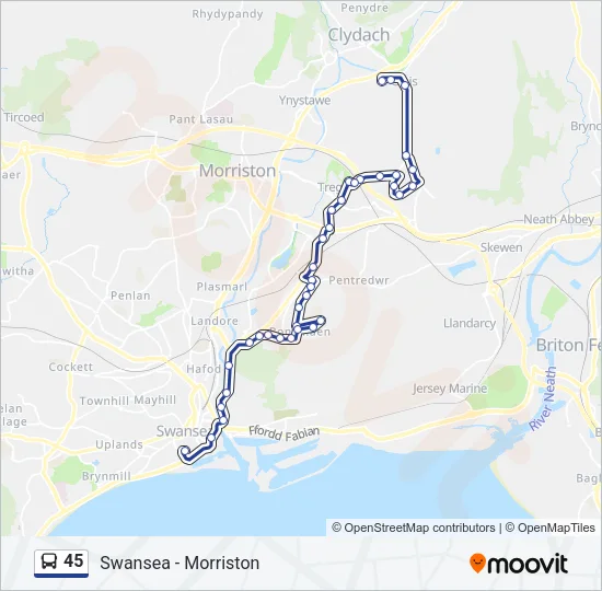 45 Bus Line Map