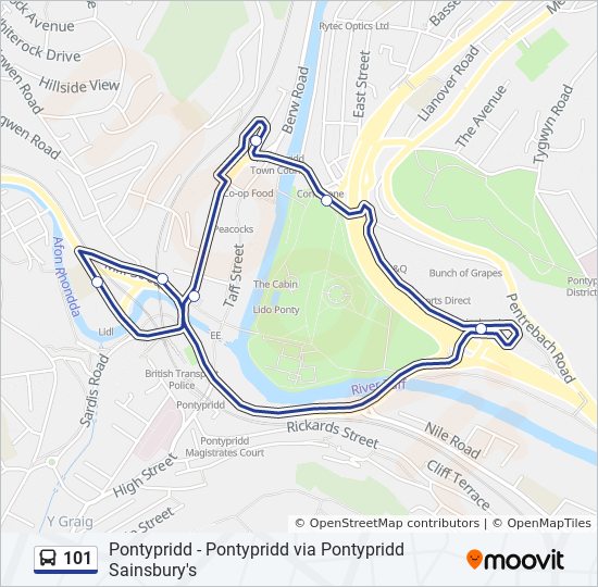 101 Route: Schedules, Stops & Maps - Pontypridd