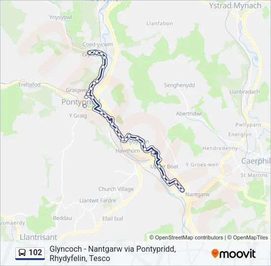 102 Bus Line Map