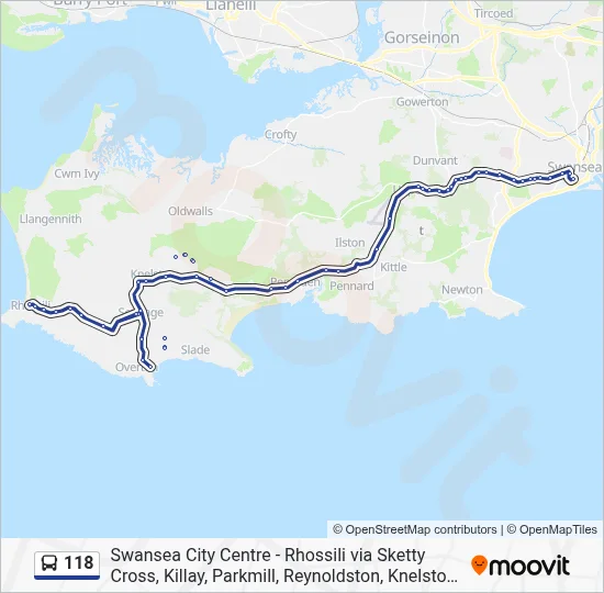 118 Route: Schedules, Stops & Maps - Swansea (Updated)