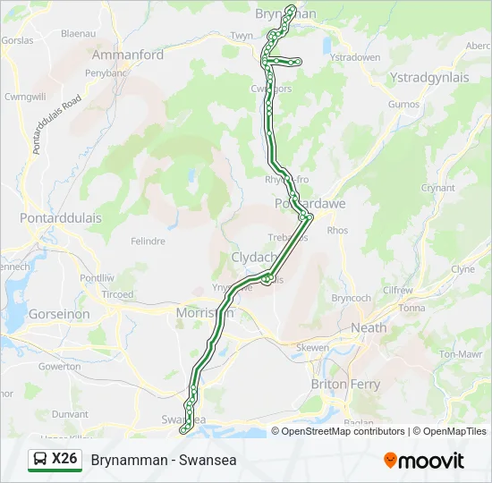 X26 Bus Line Map