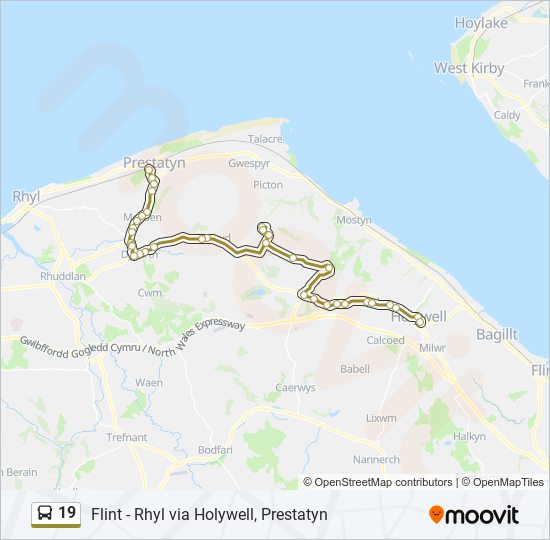 19 bus Line Map