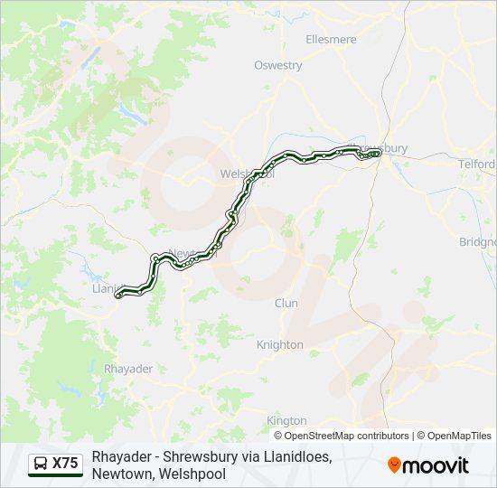 X75 bus Line Map