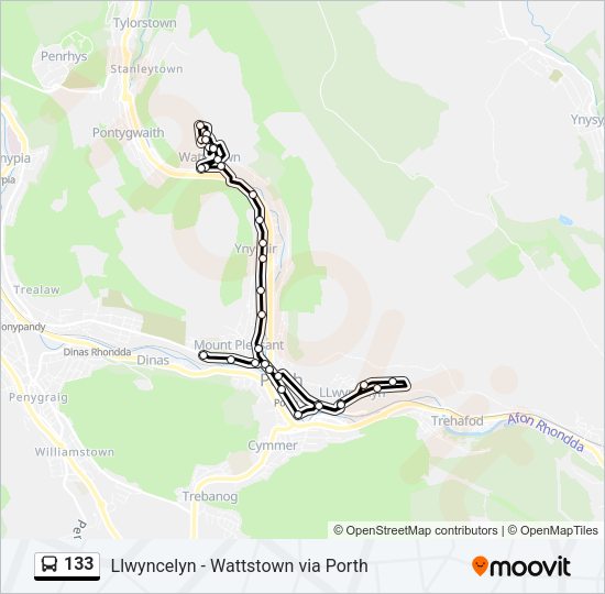 133 bus Line Map