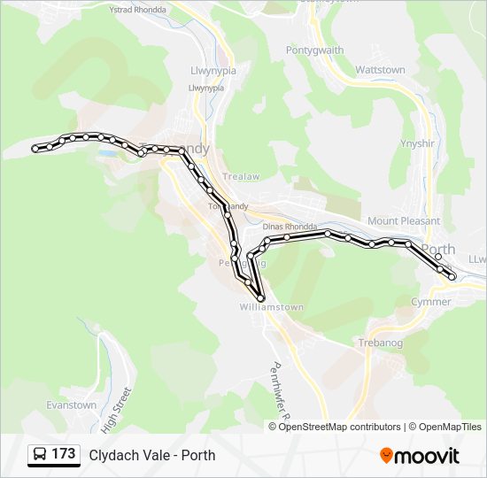 173 Route: Schedules, Stops & Maps - Clydach Vale (Updated)