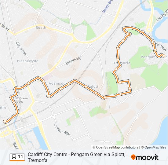 11 Route Schedules, Stops & Maps Pengam Green (Updated)
