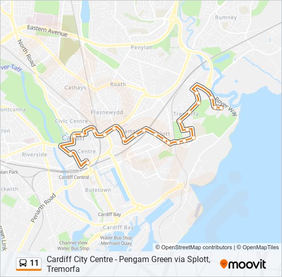 11 Route Schedules, Stops & Maps Cardiff (Updated)