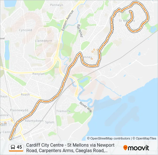 45 Bus Line Map