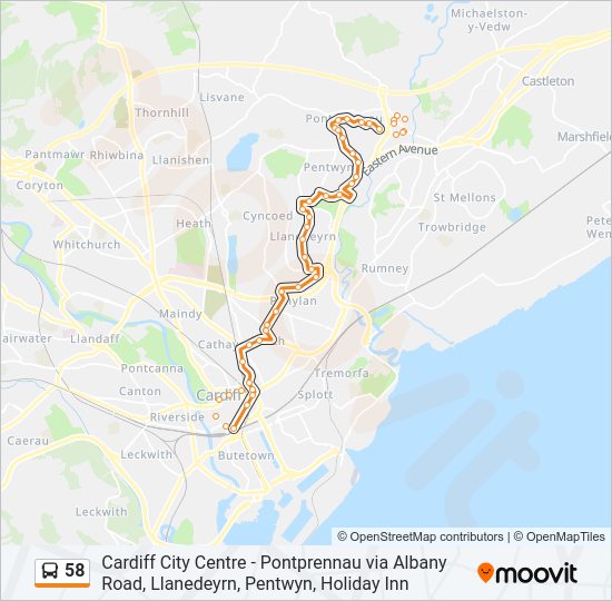 58 bus Line Map