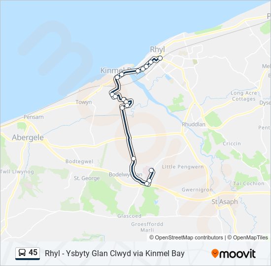 45 bus Line Map