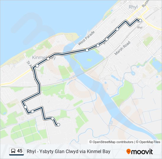 45 bus Line Map