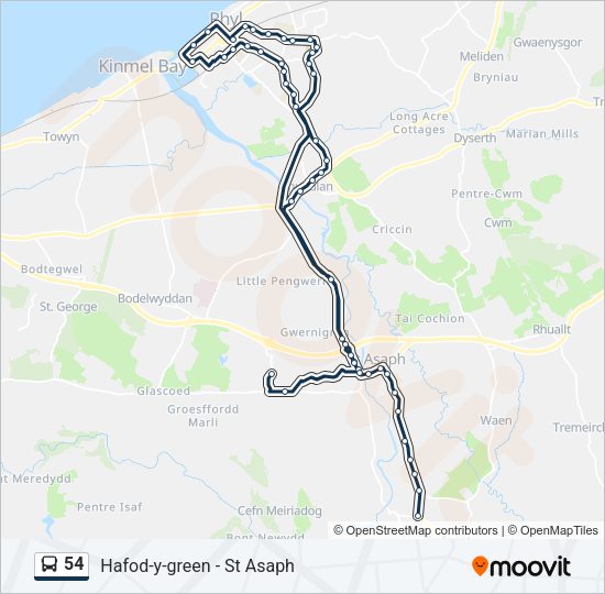 54 Bus Line Map