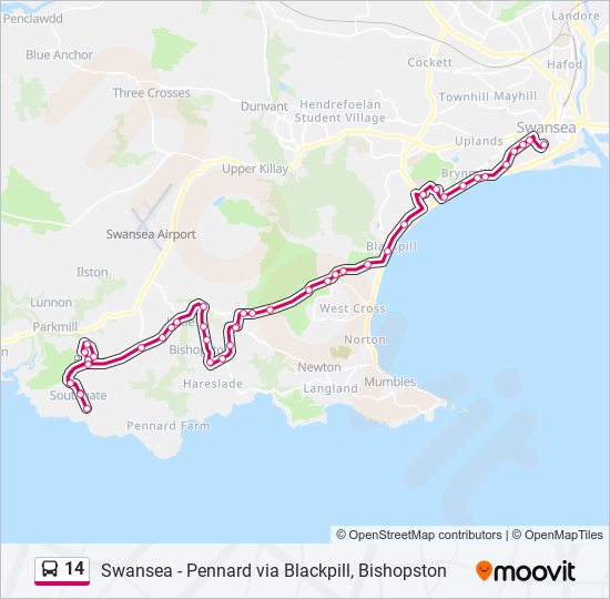 14 bus Line Map