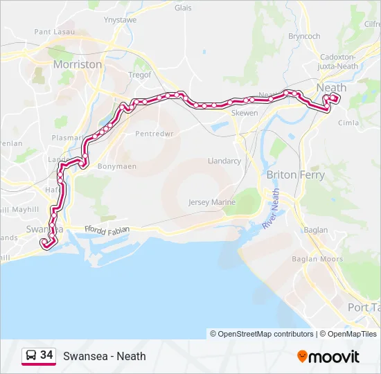 34 Route: Schedules, Stops & Maps - Neath (Updated)
