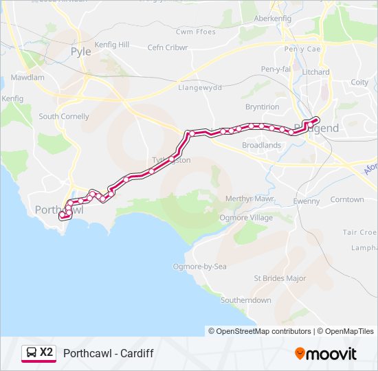 x2 Route Schedules, Stops & Maps Bridgend (Updated)
