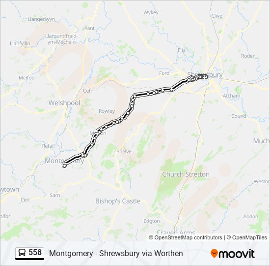 558 bus Line Map