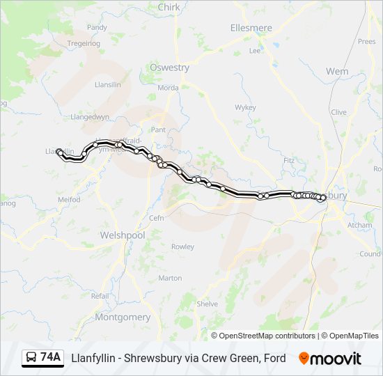 74A bus Line Map