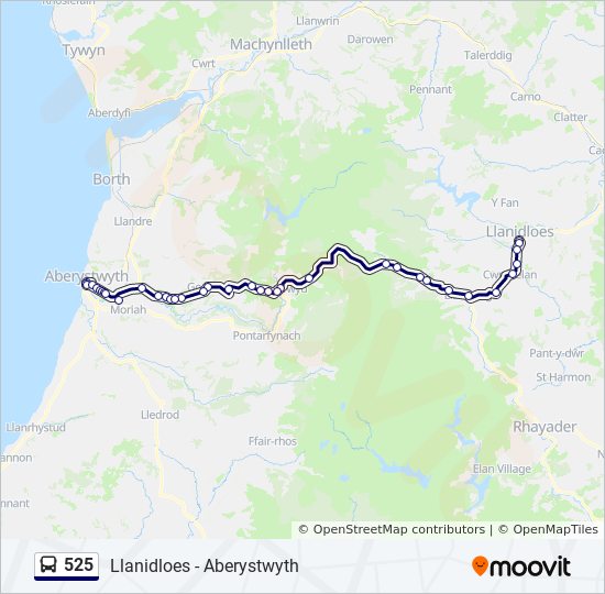 525 Route Schedules, Stops & Maps Llanidloes (Updated)