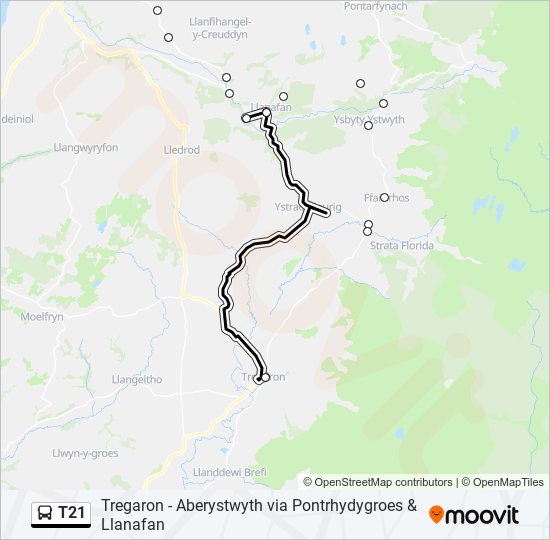 T21 bus Line Map