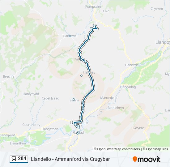 284 bus Line Map