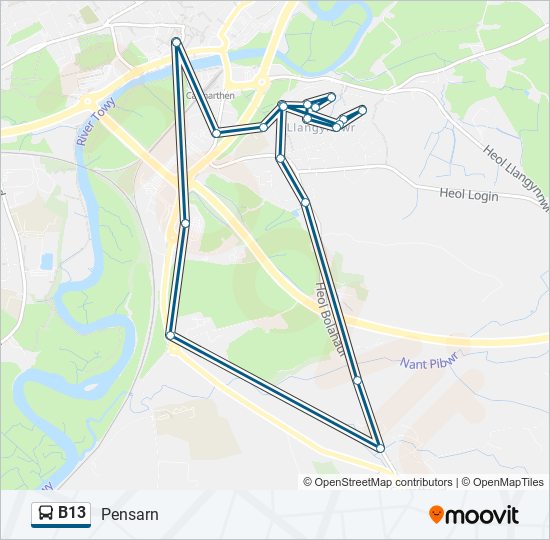 B13 bus Line Map