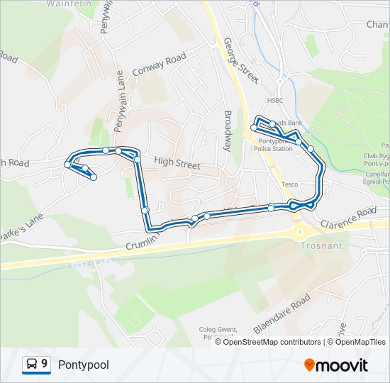 9 bus Line Map