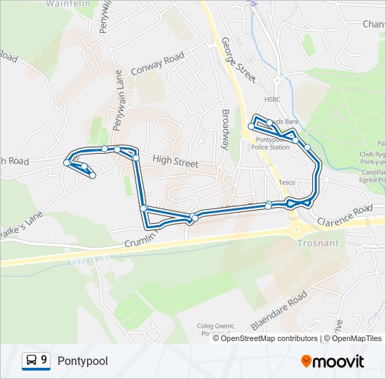 9 bus Line Map