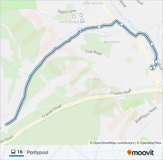 16 Route: Schedules, Stops & Maps - Pontypool (Updated)