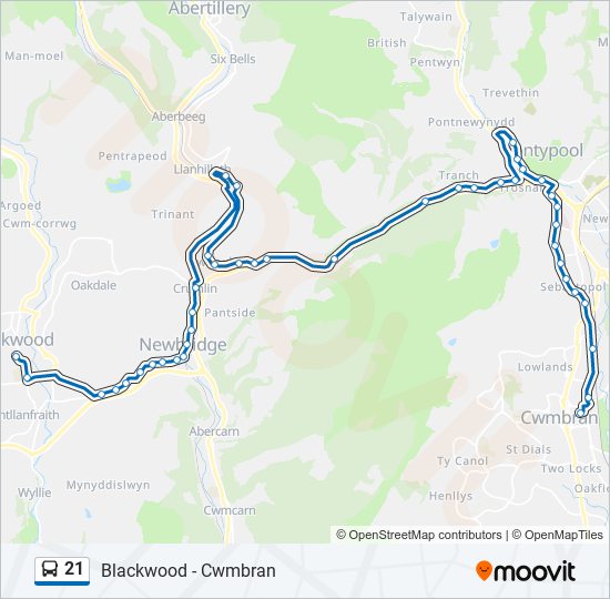 21 bus Line Map