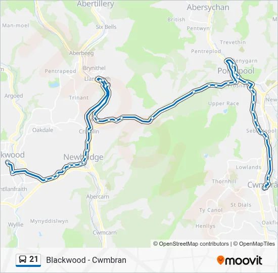 21 Route: Schedules, Stops & Maps - Cwmbran (Updated)