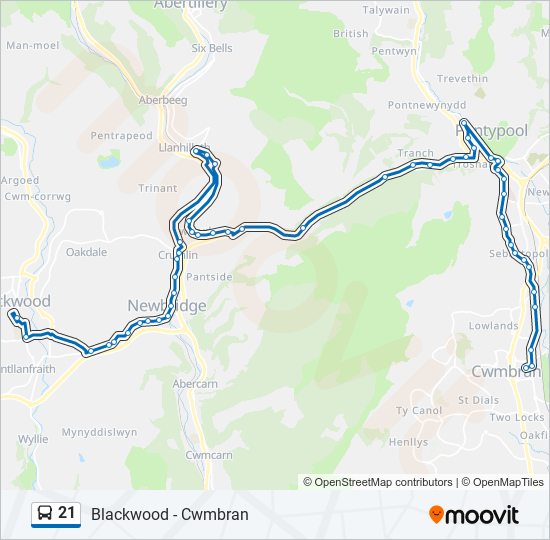 21 bus Line Map