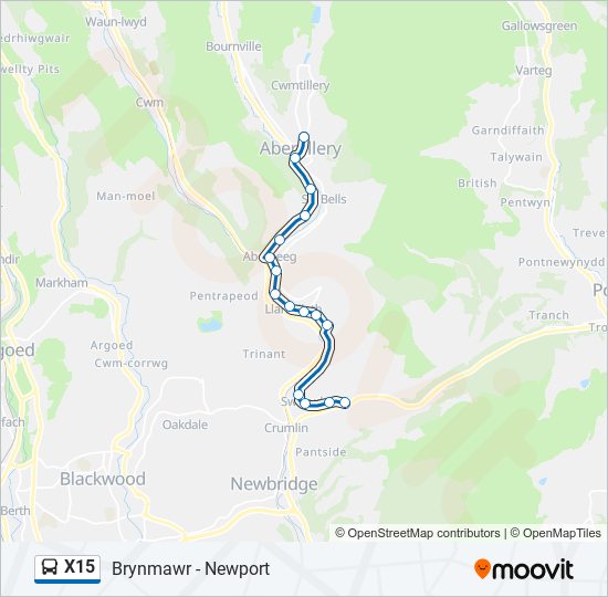 X15 bus Line Map