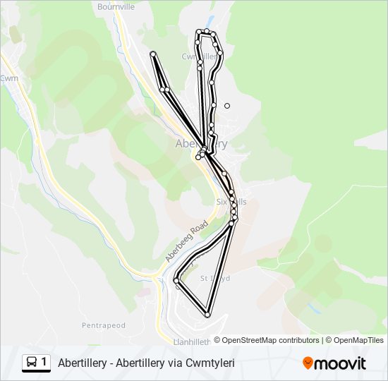1 Route Schedules, Stops & Maps Abertillery (Updated)
