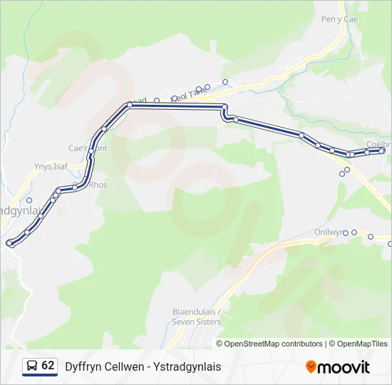 62 Route: Schedules, Stops & Maps - Coelbren (Updated)
