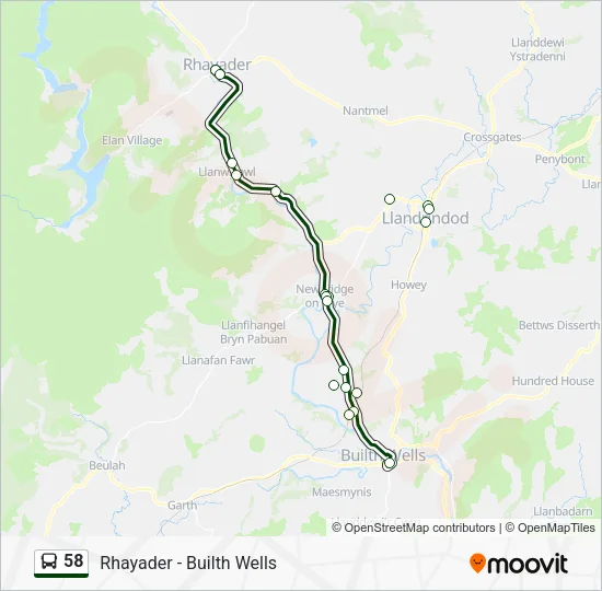 58 Route: Schedules, Stops & Maps - Builth Wells (Updated)