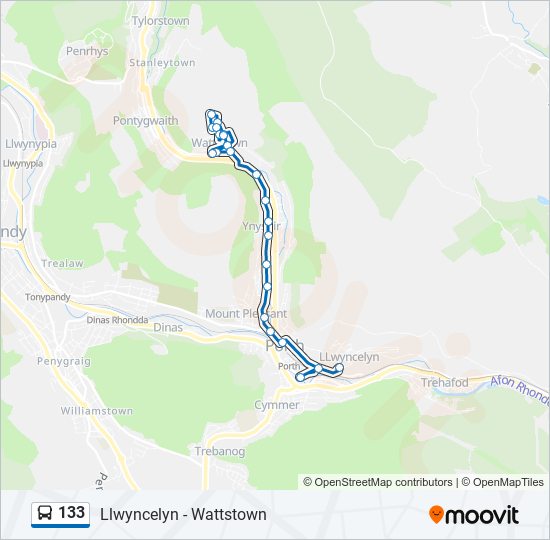 133 bus Line Map