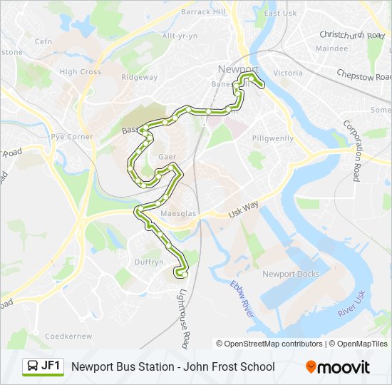 JF1 bus Line Map