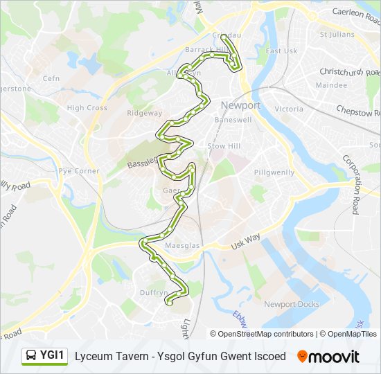 YGI1 Bus Line Map